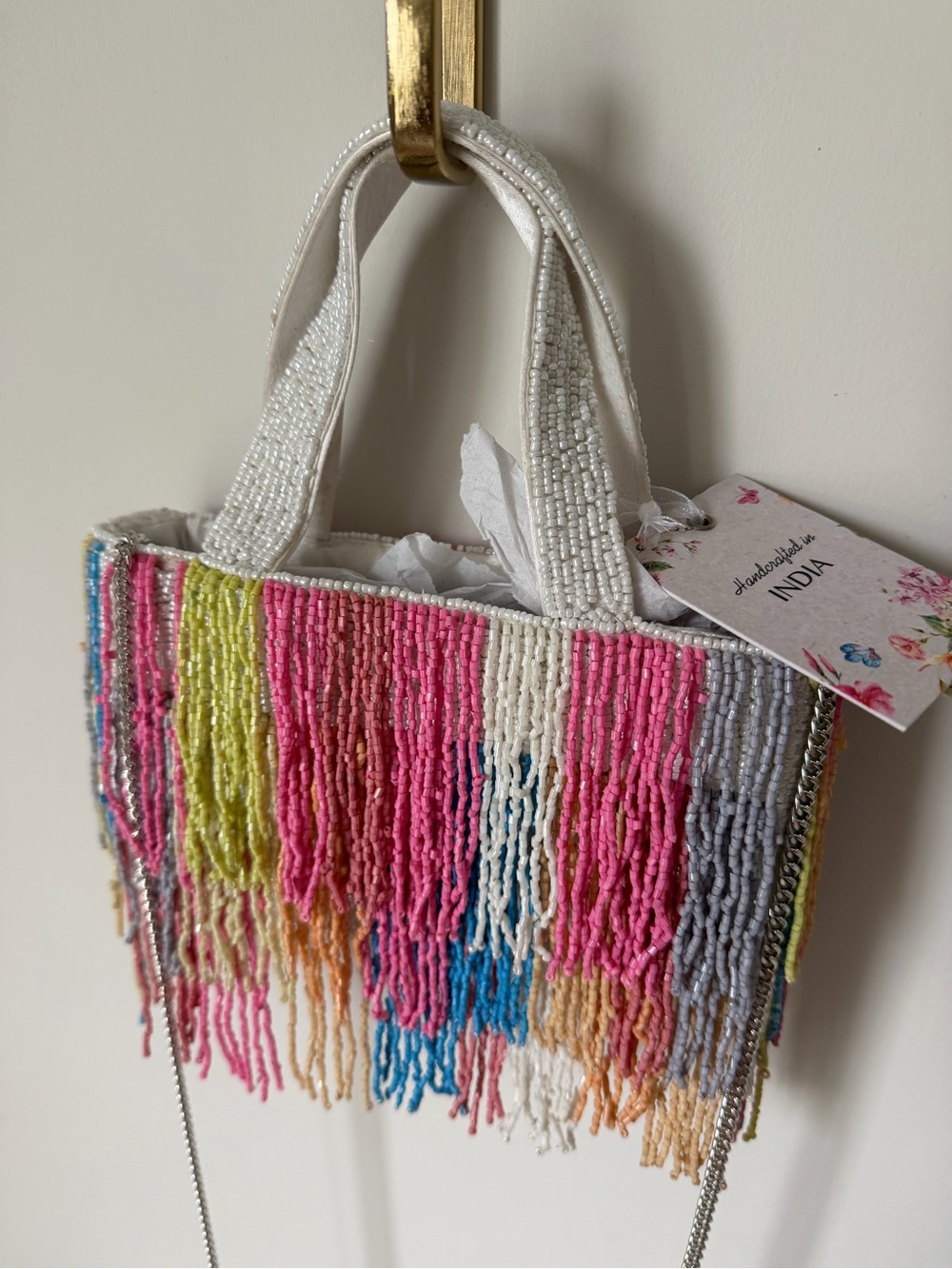 Viral beaded colorful Fringe Crossbody Bag - Picture 4 of 5